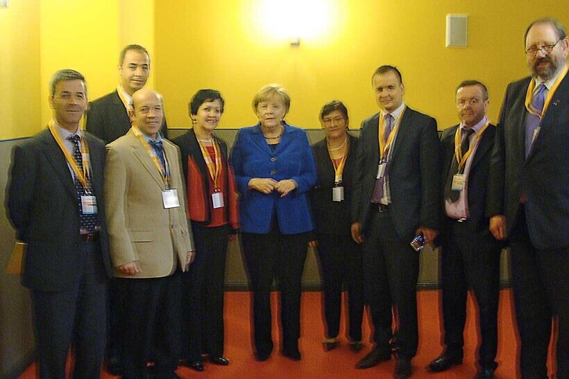 Gruppenbild mit Bundeskanzlerin Angela Merkel auf dem CDU-Landesparteitag